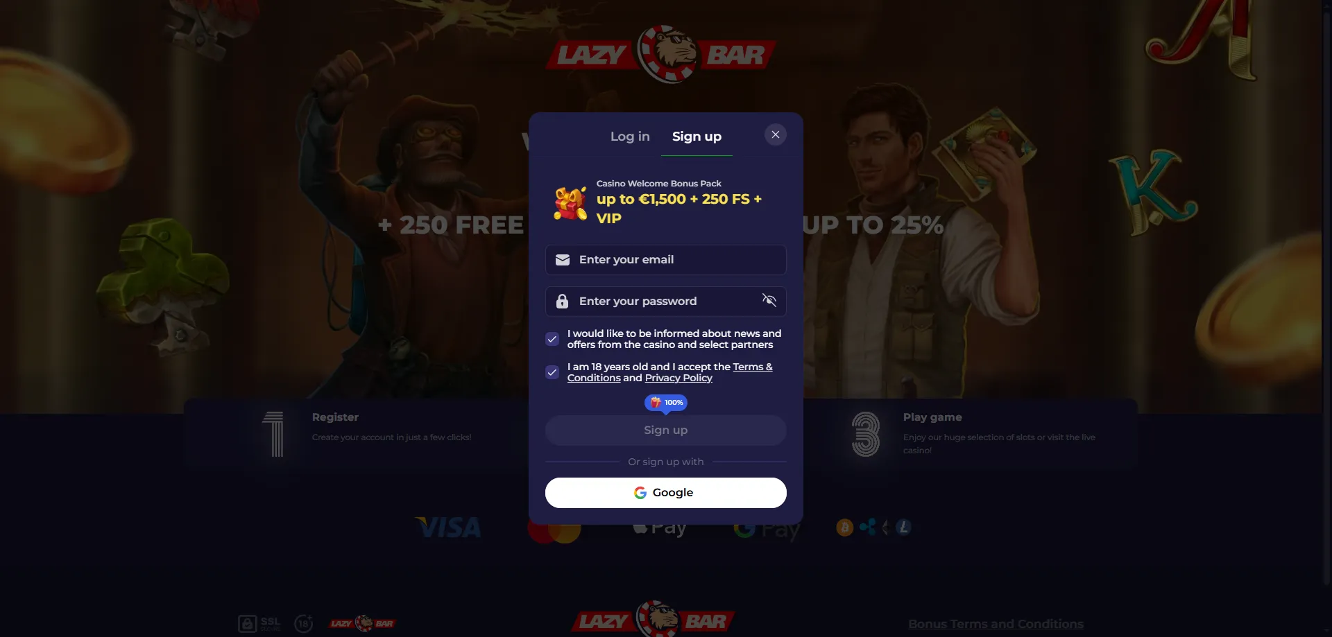 Lazybar Casino registrazione account — come iscriversi in pochi minuti